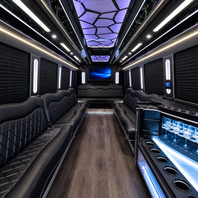 15 Passenger Party Bus Interior