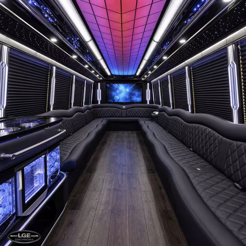 18 Passenger Party Bus Interior