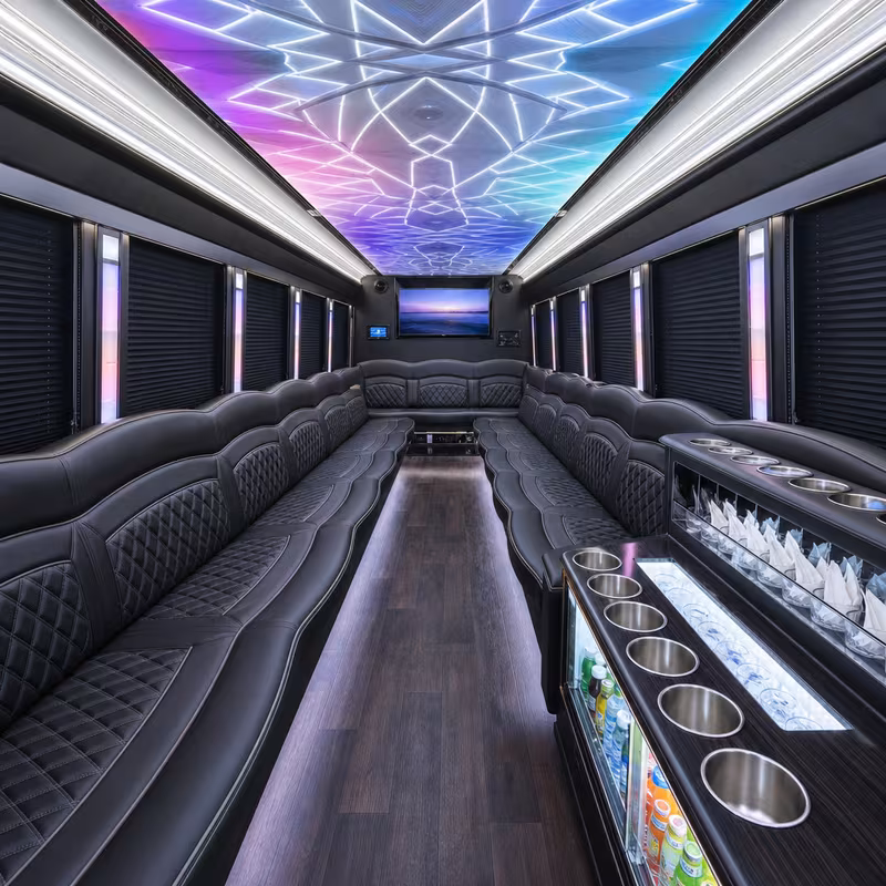 18 Passenger Party Bus Interior