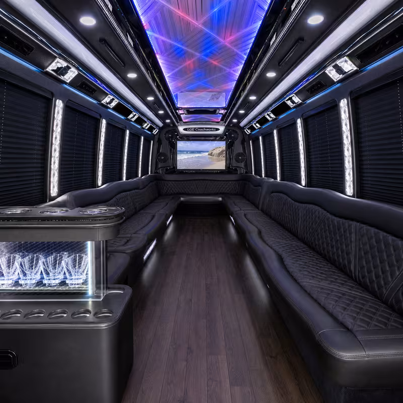 20 Passenger Party Bus Interior