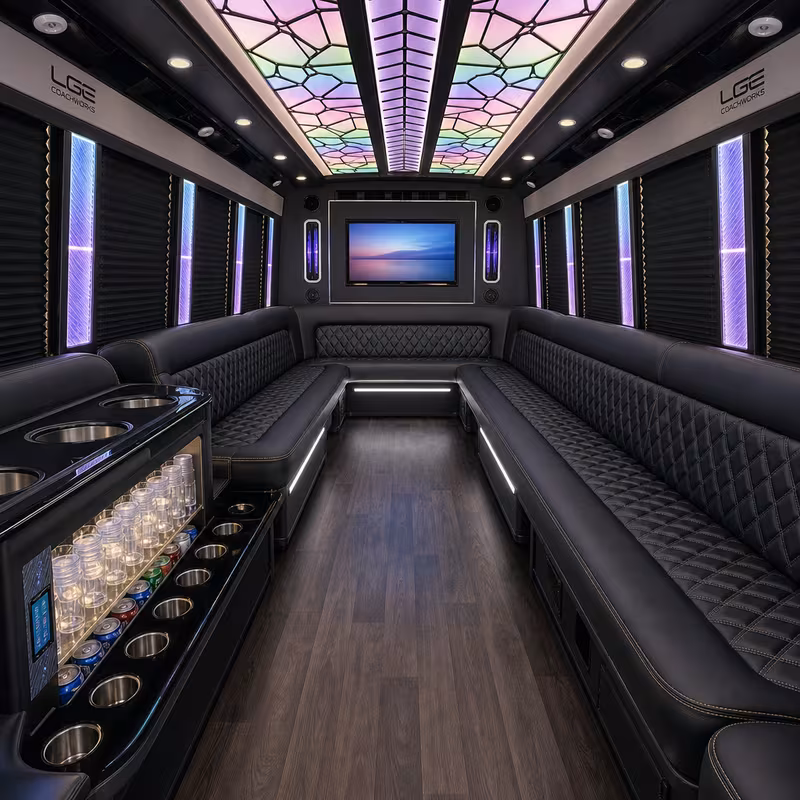 20 Passenger Party Bus Interior