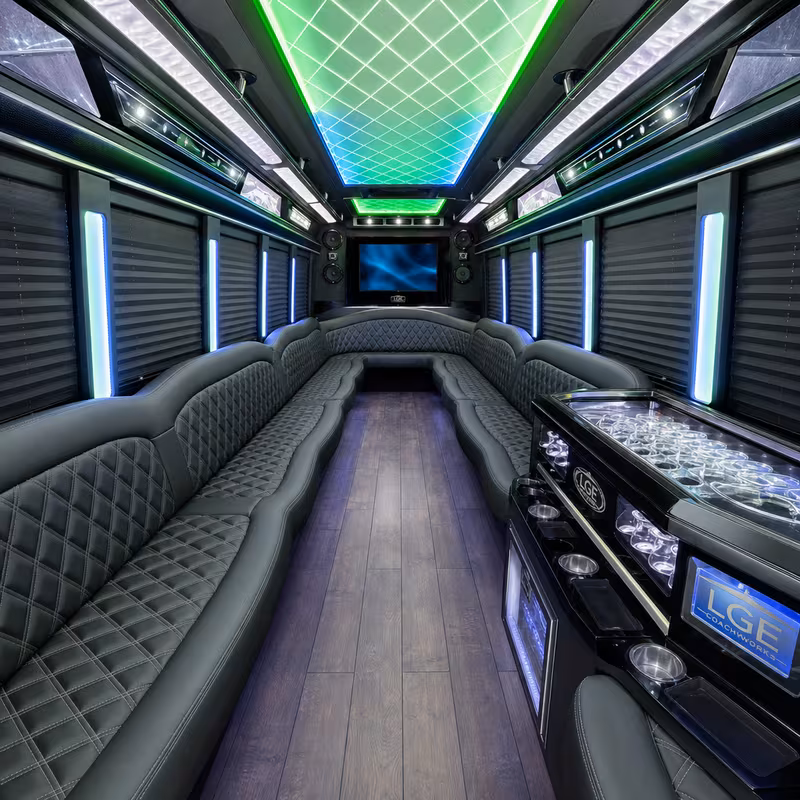 28 Passenger Party Bus Interior