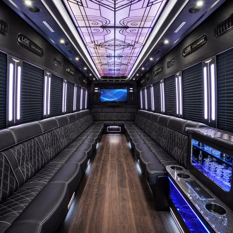 40 Passenger Party Bus Interior