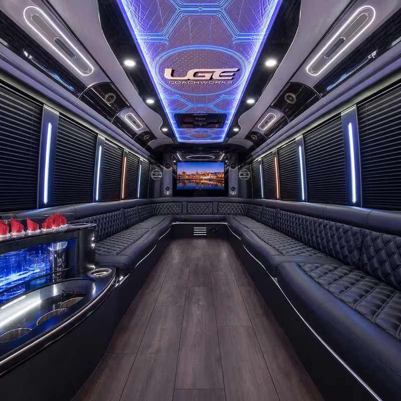 50 Passenger Party Bus Interior