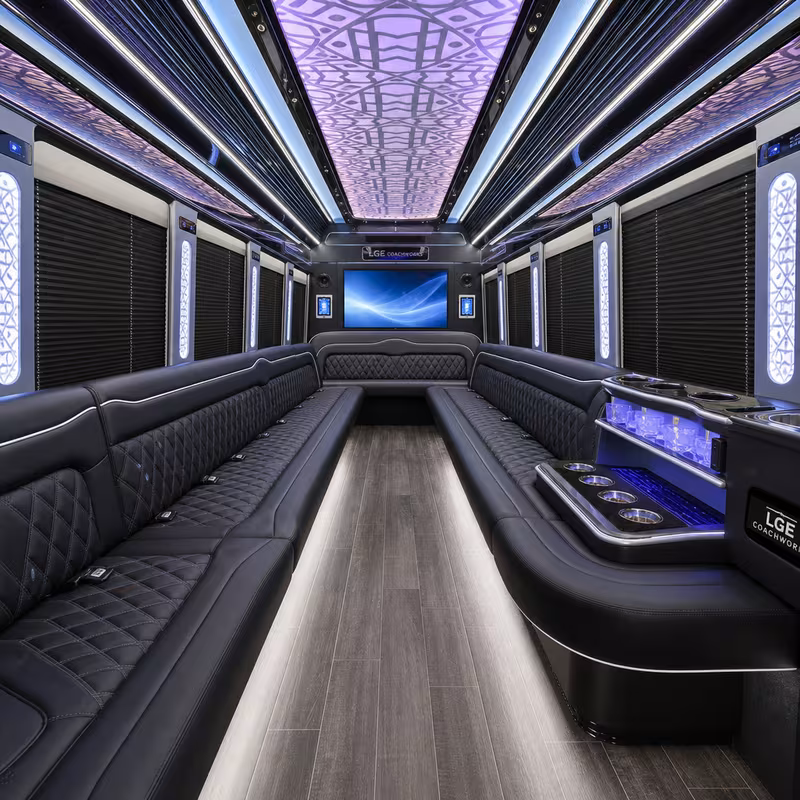 50 Passenger Party Bus Interior
