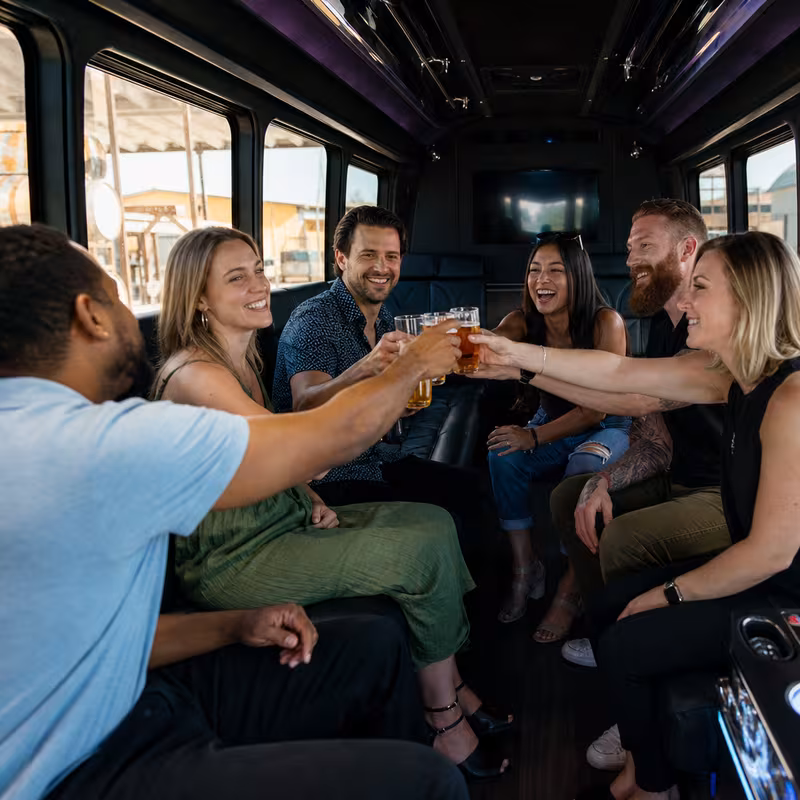 Black Mercedes Sprinter van staged for an Sunnyvale Winery & Brewery Tour Transportation group